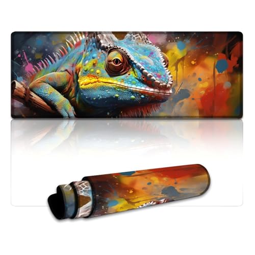 LLONGKT Chamäleon-Mauspad, großes Mauspad (30 x 80 x 0,3 cm), großes Schreibtischpad, rutschfeste Gummiunterseite, weich und langlebig, für Büro- und Heimcomputer von LLONGKT