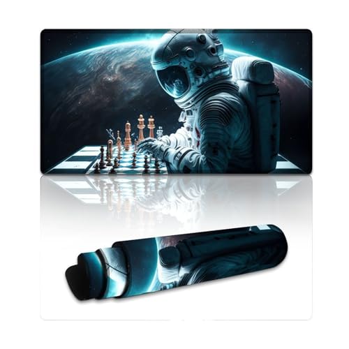 LLONGKT Chess Universe Gaming-Mauspad, Computer-Mauspad (40 x 75 x 0,3 cm), Schreibtischunterlage, hochwertig strukturiert, rutschfest und wasserdicht, genähte Kanten für Gaming, Büro und Zuhause von LLONGKT