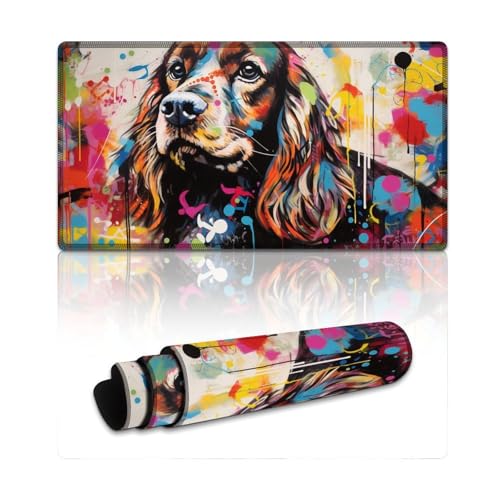 LLONGKT Cocker Spaniel Hund Gaming Mauspad Computer Mauspad (40x75x0,3cm) Tastatur Schreibtischunterlage für Tastatur Computer PC Gamer Schreibtisch Büro von LLONGKT