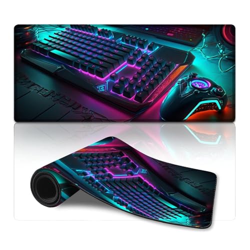 LLONGKT Computer-Mauspad, Gaming-Controller, Lange XXXL-Mauspads (40 x 90 cm), Schreibtischunterlage mit Rutschfester Gummiunterseite, genähte Kanten von LLONGKT
