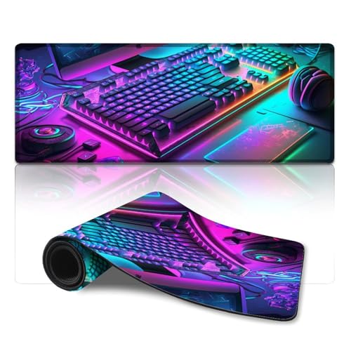 LLONGKT Computer-Mauspad, Gaming-Controller-Mausmatte, Tastaturpad mit genähten Kanten für Gaming, Büro und Zuhause (30 x 80 cm) von LLONGKT