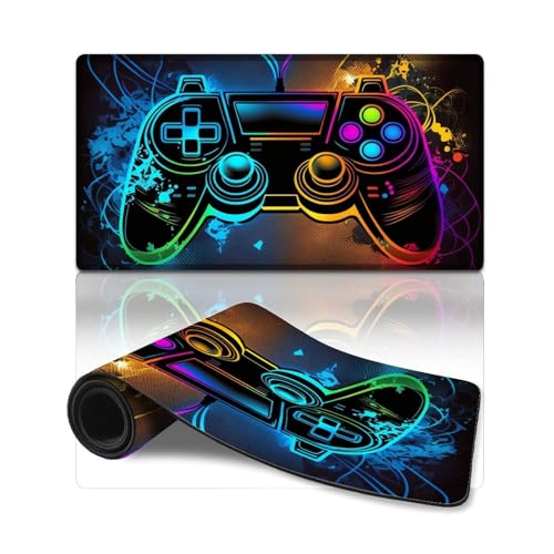 LLONGKT Computer-Mauspad, Spiel, Neon, erweitertes XXL-Mauspad, Tischunterlage für PC und Laptop – langlebig und waschbar (40 x 75 cm) von LLONGKT