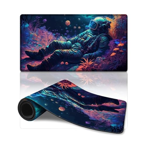 LLONGKT Computer-Mauspad Astronaut Erweitertes XXL-Mauspad, Tischmatte aus rutschfestem Gummi und wasserdichter Oberfläche für PC, Laptop, Schreibtisch (40 x 75 cm) von LLONGKT