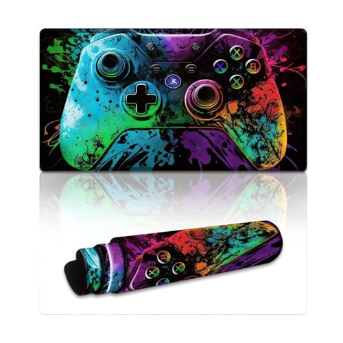LLONGKT Farbiges Spiel-Mauspad, großes Gaming-Mauspad (40 x 75 x 0,3 cm), Tischpad, rutschfeste Unterseite, wasserdicht und schmutzabweisend, geeignet für PC und Laptop von LLONGKT