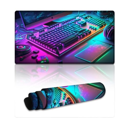 LLONGKT Gaming-Controller, Gaming-Mauspad, erweitertes XXL-Mauspad (40 x 75 x 0,3 cm), große Schreibtischunterlage für Computer und Laptop, Büro, rutschfeste Unterseite von LLONGKT