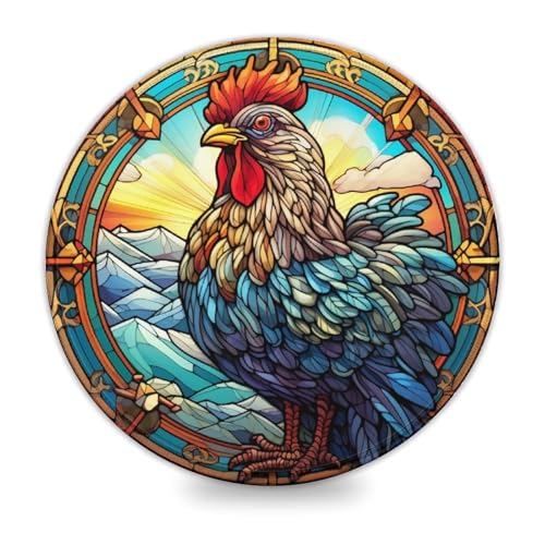 LLONGKT Gaming-Mauspad, Buntglashahn 20x20cm, rundes Schreibtischpad mit Rutschfester Gummiunterseite, kompatibel mit Laser- und optischen Mäusen LLONGKT Gaming-Mauspad, Buntglashahn 20x20cm, rundes Schreibtischpad mit Rutschfester Gummiunterseite, kompatibel mit Laser- und optischen Mäusen von LLONGKT