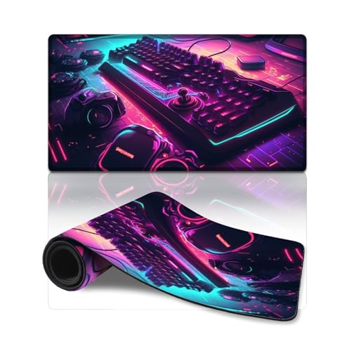 LLONGKT Gaming-Mauspad, Gaming-Controller-Mauspad (40 x 75 cm), Schreibtischunterlage mit genähtem Rand, Computer-Schreibtischzubehör, rutschfeste Unterseite von LLONGKT