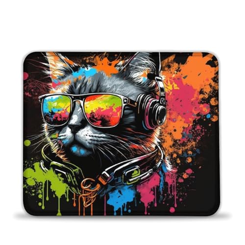 LLONGKT Gaming-Mauspad, Katze mit Kopfhörern 20x24cm, Mauspad-Schreibtischunterlage mit ausfranssicheren Nähten und Gummiunterseite für präzise Steuerung für Gaming und Büro LLONGKT Gaming-Mauspad, Katze mit Kopfhörern 20x24cm, Mauspad-Schreibtischunterlage mit ausfranssicheren Nähten und Gummiunterseite für präzise Steuerung für Gaming und Büro von LLONGKT