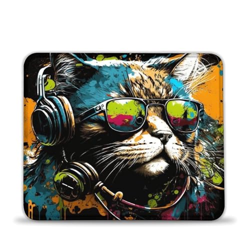 LLONGKT Gaming-Mauspad, Katze mit Kopfhörern 20x24cm, waschbares Mauspad verbessert Präzision und Geschwindigkeit, Gummiunterseite für stabilen Halt LLONGKT Gaming-Mauspad, Katze mit Kopfhörern 20x24cm, waschbares Mauspad verbessert Präzision und Geschwindigkeit, Gummiunterseite für stabilen Halt von LLONGKT