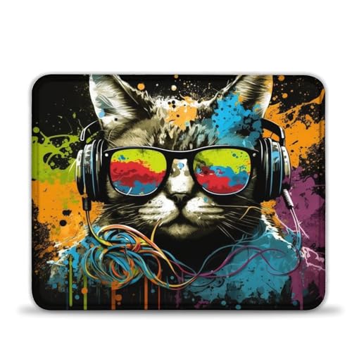 LLONGKT Gaming-Mauspad, Katze mit Kopfhörern 25x30cm, Mauspad, Schreibtischunterlage, Moderate Oberflächenreibung, rutschfestes Mauspad, Gaming-Zubehör für Mac und PC LLONGKT Gaming-Mauspad, Katze mit Kopfhörern 25x30cm, Mauspad, Schreibtischunterlage, Moderate Oberflächenreibung, rutschfestes Mauspad, Gaming-Zubehör für Mac und PC von LLONGKT