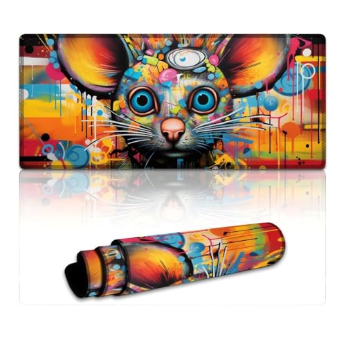 LLONGKT Gaming-Mauspad, Maus, erweitertes XXXL-Mauspad (40 x 90 x 0,3 cm), Schreibtischunterlage mit Rutschfester Unterseite und genähtem Rand für Büro/Gaming von LLONGKT