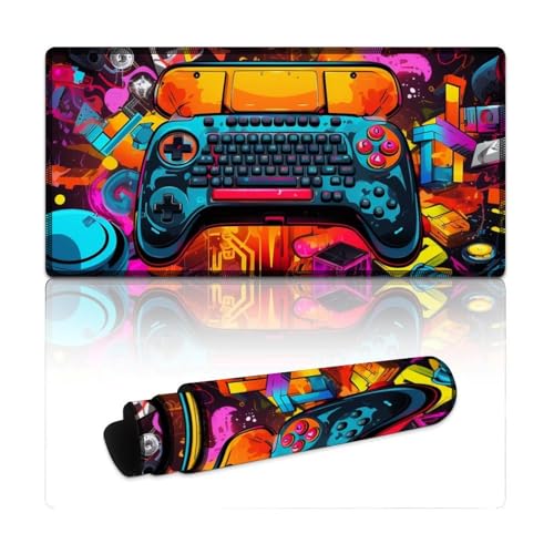 LLONGKT Gaming-Mauspad, buntes Gamepad, großes Mauspad (30 x 60 x 0,3 cm), Tastatur-Schreibtischmatte für Computer und Laptop, Büro, rutschfeste Unterseite von LLONGKT