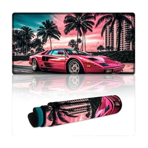 LLONGKT Gaming-Mauspad, klassisches Sportwagen-Computer-Mauspad (30 x 60 x 0,3 cm), Schreibtischunterlage mit Rutschfester Unterseite und genähtem Rand für Büro/Gaming von LLONGKT