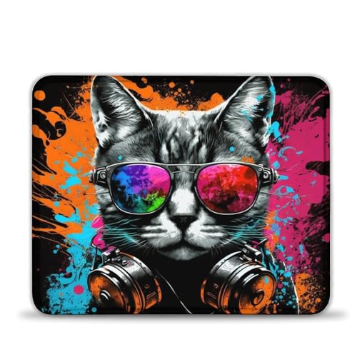 LLONGKT Gaming-Mauspad mit Katze und Kopfhörern 25x30cm, Mauspad mit genähten Kanten, rutschfeste Gummiunterseite, wasserdichte Oberfläche, langlebige genähte Kanten, Laptop-Desktop LLONGKT Gaming-Mauspad mit Katze und Kopfhörern 25x30cm, Mauspad mit genähten Kanten, rutschfeste Gummiunterseite, wasserdichte Oberfläche, langlebige genähte Kanten, Laptop-Desktop von LLONGKT
