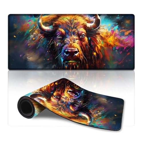 LLONGKT Großes Gaming-Mauspad, Buffalo Extended Mouse Pad, Tischpad für stabilen Halt auf glatten Oberflächen – rutschfest (15,75 x 35,43 x 0,11 Zoll) von LLONGKT