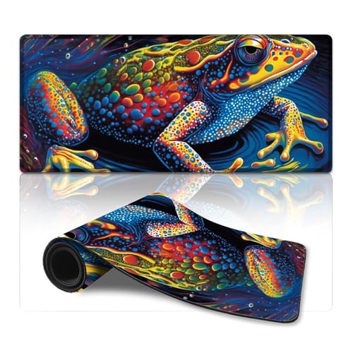 LLONGKT Großes Mauspad mit Frosch-Motiv, langes XXXL-Mauspad, Mäusepad für Tastatur, Computer, PC, Gamer, Schreibtisch, Büro (40 x 90 cm) von LLONGKT