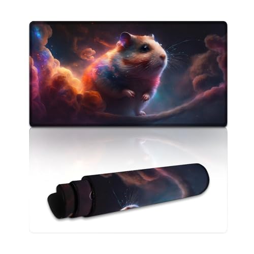 LLONGKT Hamster-Mauspad, genähte Kanten, Mauspad (40 x 75 x 0,3 cm), großes Schreibtischpad, hervorragende Geschwindigkeit und Kontrolle, rutschfeste Gummiunterseite von LLONGKT
