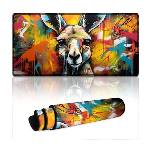 LLONGKT Känguru-Mauspad, erweitertes L-Mauspad (30 x 60 x 0,3 cm), Tastaturpad mit Rutschfester Unterseite und genähtem Rand für Gaming-Büroarbeiten von LLONGKT