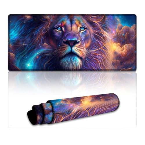 LLONGKT Lion Gaming-Mauspad, wasserdicht, (XXXL, 40 x 90 x 0,3 cm), feuchtigkeitsbeständiges Tischpad, kontrolliertes Gleiten, dichte und weiche Gummibasis, genähte Kanten, rutschfeste Basis von LLONGKT