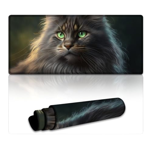 LLONGKT Maine-Coon-Mauspad, Computer-Mauspad (40 x 90 x 0,3 cm), Mäusepad mit Rutschfester Gummiunterseite für Büro- und Heimcomputer, Laptop, Gaming von LLONGKT