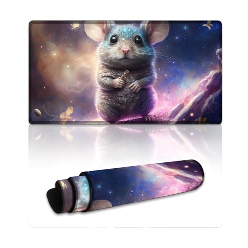LLONGKT Maus-Gaming-Mauspad, XXL-Mauspad (40 x 75 x 0,3 cm), große Schreibtischunterlage mit ausfransfesten, flachgenähten Kanten und rutschfestem Gummi von LLONGKT