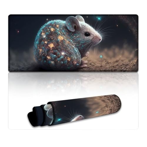 LLONGKT Maus-Gaming-Mauspad, XXXL-Mauspad (40 x 90 x 0,3 cm), großes Schreibtischpad mit ausfransfesten, flachgenähten Kanten und rutschfestem Gummi von LLONGKT