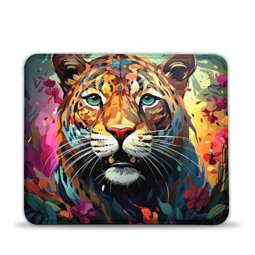 LLONGKT Mauspad, Fantasie, bunter Leopard 20x24cm, Mauspad mit Rutschfester Gummiunterseite und genähtem Rand für Gaming-Arbeit im Homeoffice LLONGKT Mauspad, Fantasie, bunter Leopard 20x24cm, Mauspad mit Rutschfester Gummiunterseite und genähtem Rand für Gaming-Arbeit im Homeoffice von LLONGKT