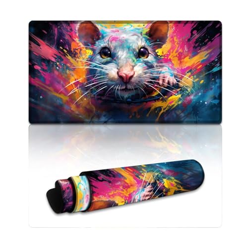LLONGKT Mauspad, Maus mit genähten Kanten, Mauspad (40 x 75 x 0,3 cm), Tastaturpad für Büro und Gaming, rutschfeste Gummiunterseite von LLONGKT
