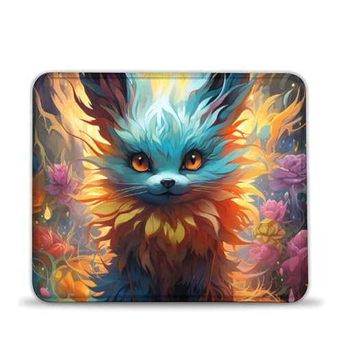 LLONGKT Mauspad, Psychedelischer Fuchs, Mausmatte, Schreibtischunterlage, ausfranssichere, genähte Kanten, rutschfeste Gummiunterseite, verbesserte Präzision und Geschwindigkeit 20x24cm LLONGKT Mauspad, Psychedelischer Fuchs, Mausmatte, Schreibtischunterlage, ausfranssichere, genähte Kanten, rutschfeste Gummiunterseite, verbesserte Präzision und Geschwindigkeit 20x24cm von LLONGKT
