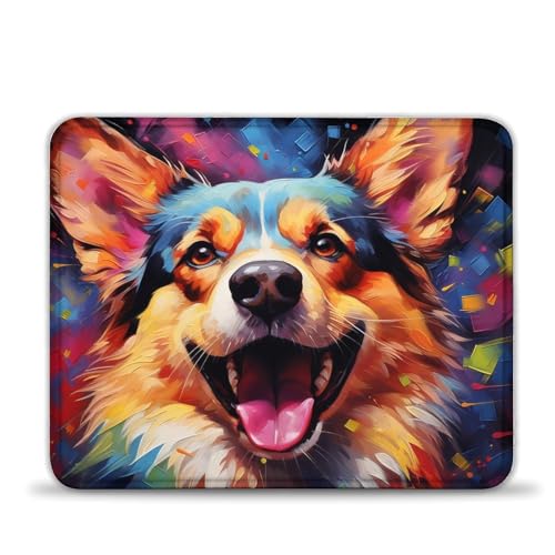 LLONGKT Mauspad, buntes Corgi-Hunde-Gaming-Mauspad für Gaming-Sensoren, geringe Oberflächenreibung, rutschfest, Mac- und PC-Gaming-Zubehör (25x30cm) von LLONGKT