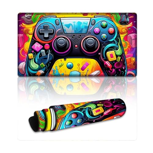 LLONGKT Mauspad, buntes Gamepad, wasserdichtes Mauspad (XXL 40 x 75 x 0,3 cm), Schreibtischunterlage, Moderate Oberflächenreibung, rutschfeste Mausmatte, Gaming-Zubehör für Mac und PC von LLONGKT