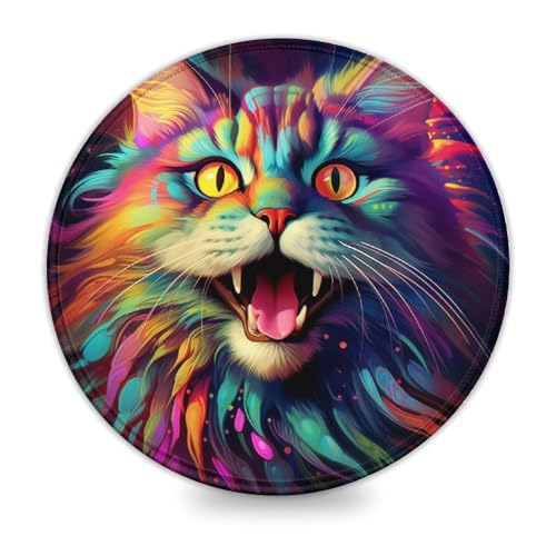 LLONGKT Mauspad, buntes Kunst-Luchs (20 x 20 cm), rutschfestes Gummi-Mauspad für Damen und Kinder, kabellose Maus, Laptops, Tastaturablage, Zuhause, Büro, Reisen von LLONGKT
