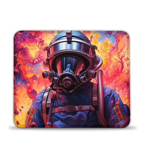 LLONGKT Mauspad, psychedelisches Feuerwehrmann-Schreibtischpad, hochwertig strukturiert, rutschfest und wasserdicht, genähte Kanten für Gaming, Büro und Zuhause 20x24cm LLONGKT Mauspad, psychedelisches Feuerwehrmann-Schreibtischpad, hochwertig strukturiert, rutschfest und wasserdicht, genähte Kanten für Gaming, Büro und Zuhause 20x24cm von LLONGKT