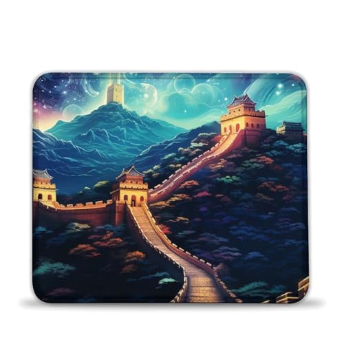 LLONGKT Mauspad „Psychedelische Chinesische Mauer bei Nacht“ 20x24cm, waschbares Mauspad mit Rutschfester Gummiunterseite, kompatibel mit Laser- und optischen Mäusen LLONGKT Mauspad „Psychedelische Chinesische Mauer bei Nacht“ 20x24cm, waschbares Mauspad mit Rutschfester Gummiunterseite, kompatibel mit Laser- und optischen Mäusen von LLONGKT