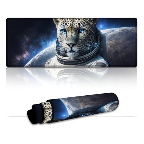 LLONGKT Mauspad Astronaut Leopard Großes Gaming-Mauspad (30 x 80 x 0,3 cm) Schreibtischunterlage Mittlere Oberflächenreibung, rutschfeste Mausmatte, Mac- und PC-Gaming-Zubehör von LLONGKT
