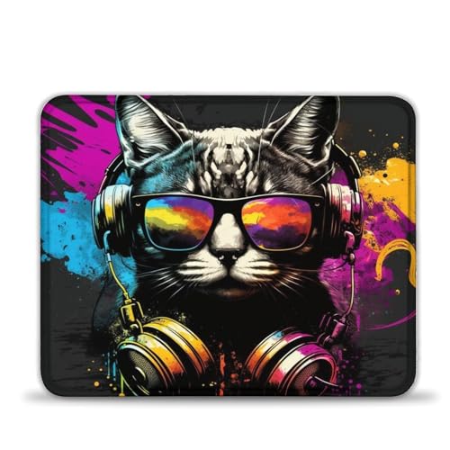 LLONGKT Mauspad Katze mit Kopfhörern 25x30cm Mauspad Verbesserte Präzision und Geschwindigkeit, Gummibasis für stabilen Halt auf glatten Oberflächen LLONGKT Mauspad Katze mit Kopfhörern 25x30cm Mauspad Verbesserte Präzision und Geschwindigkeit, Gummibasis für stabilen Halt auf glatten Oberflächen von LLONGKT