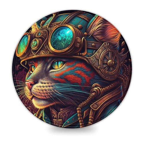LLONGKT Mauspad Steampunk-Katze 20x20cm Rutschfestes Gummi-Mauspad mit Rutschfester Gummiunterseite, kompatibel mit Laser- und optischen Mäusen LLONGKT Mauspad Steampunk-Katze 20x20cm Rutschfestes Gummi-Mauspad mit Rutschfester Gummiunterseite, kompatibel mit Laser- und optischen Mäusen von LLONGKT