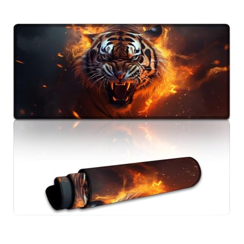 LLONGKT Mauspad Tiger, großes Gaming-Mauspad (40 x 90 x 0,3 cm), Schreibtischunterlage, rutschfeste Gummi- und wasserdichte Oberfläche für PC, Laptop, Schreibtisch von LLONGKT
