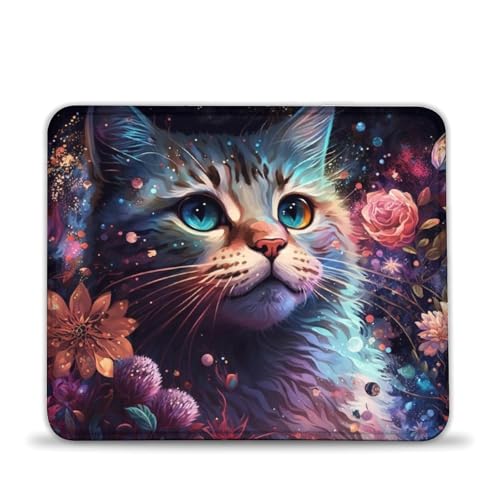 LLONGKT Mauspad mit Blumen- und Katzenmotiv 20x24cm, wasserdicht, mit Rutschfester Gummiunterseite, kompatibel mit Laser- und optischen Mäusen LLONGKT Mauspad mit Blumen- und Katzenmotiv 20x24cm, wasserdicht, mit Rutschfester Gummiunterseite, kompatibel mit Laser- und optischen Mäusen von LLONGKT