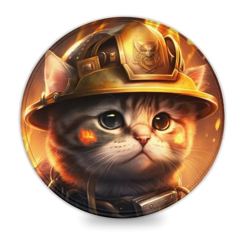 LLONGKT Mauspad mit Feuerwehrmann-Katze 20x20cm, rutschfestes Gummi-Mauspad für Damen und Kinder, kabellose Maus, Laptops, Tastaturablage, Zuhause, Büro, Reisen LLONGKT Mauspad mit Feuerwehrmann-Katze 20x20cm, rutschfestes Gummi-Mauspad für Damen und Kinder, kabellose Maus, Laptops, Tastaturablage, Zuhause, Büro, Reisen von LLONGKT