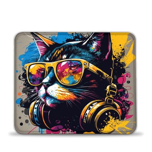 LLONGKT Mauspad mit Katze und Kopfhörern 20x24cm, Schreibtischunterlage, Moderate Oberflächenreibung, rutschfestes Mauspad, Gaming-Zubehör für Mac und PC LLONGKT Mauspad mit Katze und Kopfhörern 20x24cm, Schreibtischunterlage, Moderate Oberflächenreibung, rutschfestes Mauspad, Gaming-Zubehör für Mac und PC von LLONGKT