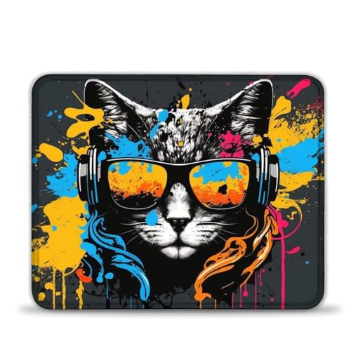 LLONGKT Mauspad mit Katze und Kopfhörern 25x30cm, wasserdichtes Mauspad mit Rutschfester Gummiunterseite, kompatibel mit Laser- und optischen Mäusen LLONGKT Mauspad mit Katze und Kopfhörern 25x30cm, wasserdichtes Mauspad mit Rutschfester Gummiunterseite, kompatibel mit Laser- und optischen Mäusen von LLONGKT
