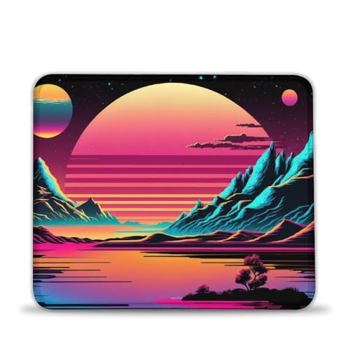 LLONGKT Mauspad mit Neon-Retro-Landschaft 20x24cm, Mauspad, Schreibtischunterlage, rutschfeste Gummiunterseite, weich und langlebig, für Büro, Heimcomputer LLONGKT Mauspad mit Neon-Retro-Landschaft 20x24cm, Mauspad, Schreibtischunterlage, rutschfeste Gummiunterseite, weich und langlebig, für Büro, Heimcomputer von LLONGKT