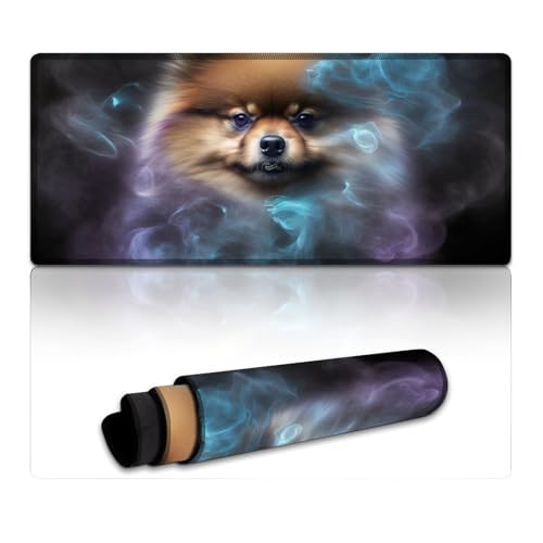 LLONGKT Mauspad mit Pomeranian-Motiv, groß, 40 x 90 x 0,3 cm, Tastatur-Schreibtischmatte mit Rutschfester Gummiunterseite, geeignet für Computer, Büro und Zuhause LLONGKT Mauspad mit Pomeranian-Motiv, groß, 40 x 90 x 0,3 cm, Tastatur-Schreibtischmatte mit Rutschfester Gummiunterseite, geeignet für Computer, Büro und Zuhause von LLONGKT
