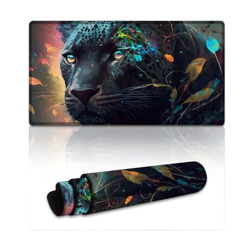 LLONGKT Mauspad mit Tier-Leoparden-Motiv, erweitertes XXL-Mauspad (40 x 75 x 0,3 cm), große Schreibtischunterlage mit Rutschfester Gummiunterseite, erweitert für Büro und Zuhause von LLONGKT