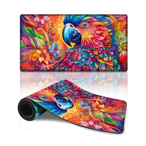 LLONGKT Mauspad mit Tieren, Vögeln und Papageien, wasserdicht, Tischpad, rutschfeste Unterseite, wasserdicht und schmutzabweisend, geeignet für PC, Laptop (40 x 75 cm) von LLONGKT