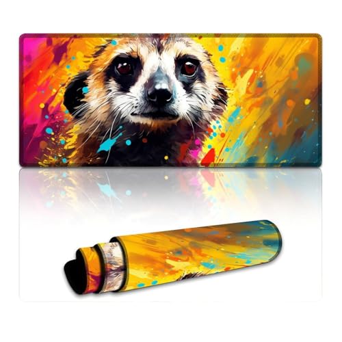 LLONGKT Meerkat Gaming-Mauspad, großes Gaming-Mauspad (40 x 90 x 0,3 cm), Mäusepad mit Rutschfester Gummiunterseite, erweitert für Büro und Zuhause von LLONGKT