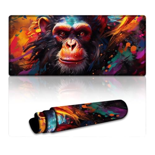 LLONGKT Monkey Mouse Mat Erweitertes Mauspad (40 x 90 x 0,3 cm) Tastaturpad mit Rutschfester Unterseite und genähtem Rand für Büro/Gaming von LLONGKT