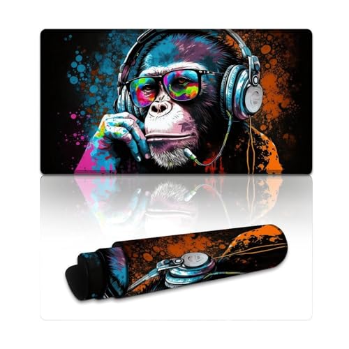 LLONGKT Monkey Mouse Mat Erweitertes XXL-Mauspad (40 x 75 x 0,3 cm) Mäusepad mit Rutschfester Unterseite und genähtem Rand für Büro/Gaming von LLONGKT