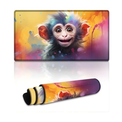 LLONGKT Monkey Mouse Pad Computer-Mauspad (40 x 75 x 0,3 cm) Mäusepad mit Rutschfester Gummiunterseite für Büro- und Heimcomputer, Laptop, Gaming von LLONGKT